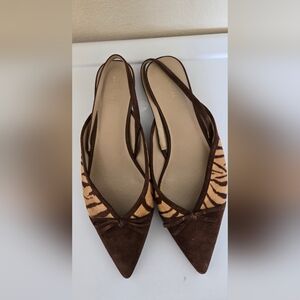 Ann Taylor Zebra Print Brown Flats